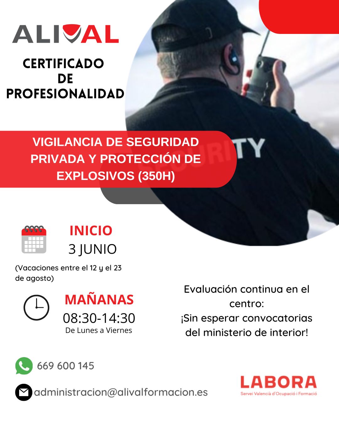 Certificado de Profesionalidad: Vigilancia de Seguridad Privada y Protección de Explosivos (Junio 2024)