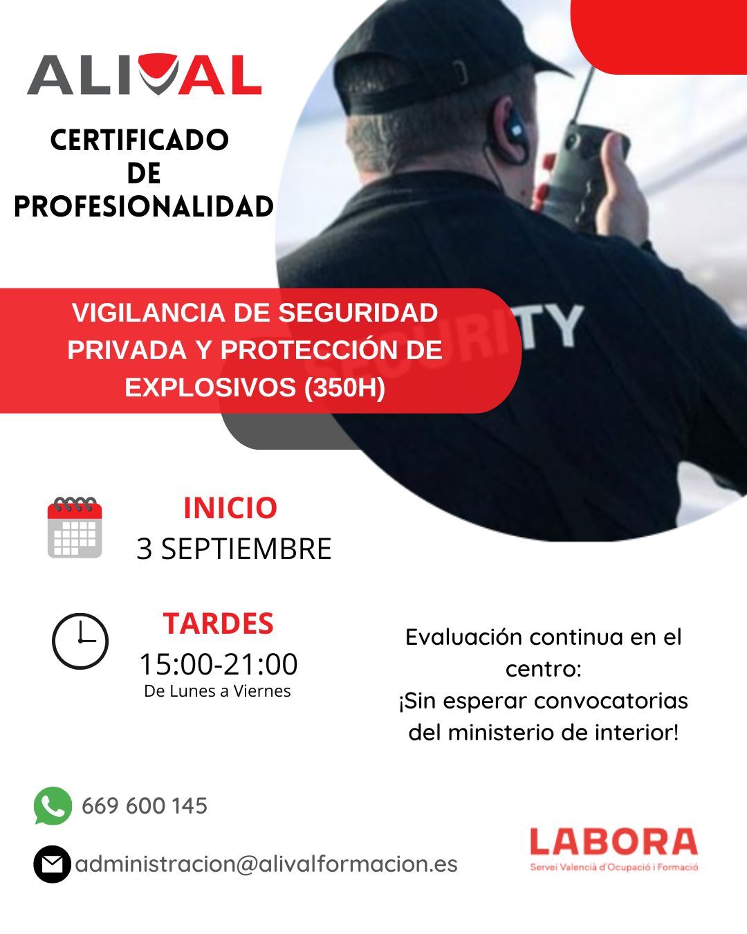 Certificado de Profesionalidad: Vigilancia de Seguridad Privada y Protección de Explosivos (Septiembre 2024)
